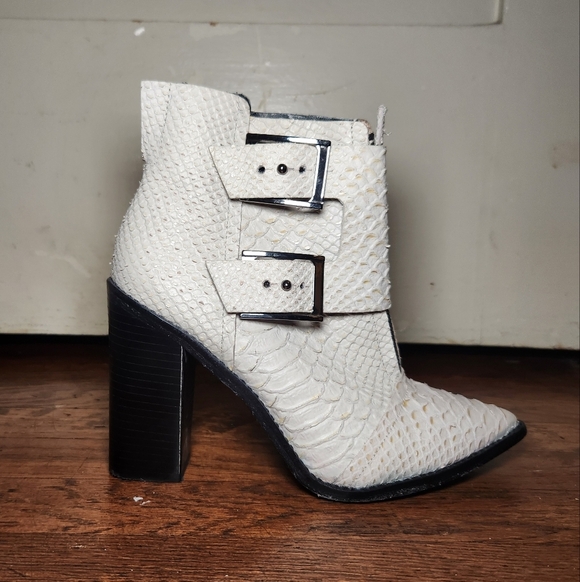 TIBI White Snake Embossed Leather Ankle Boots - Picture 3 of 11